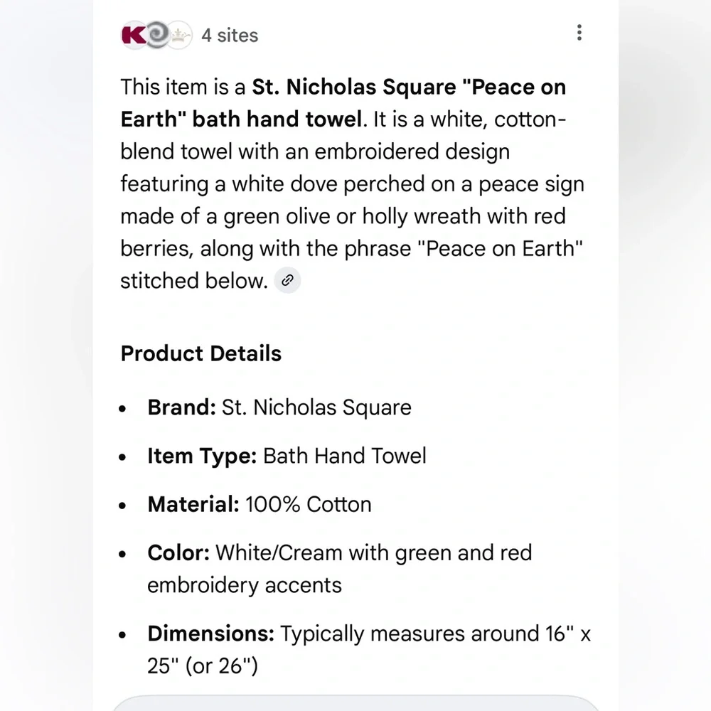 St. Nicholas Square White Bath Hand Towel